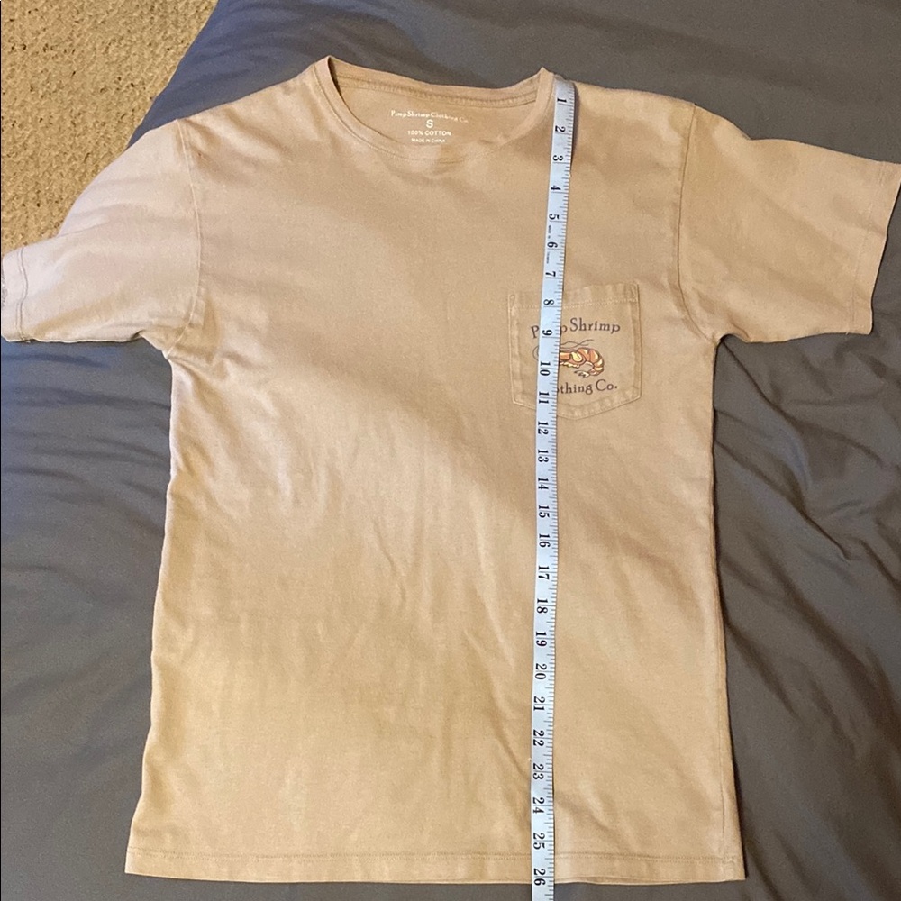 Pimp Shrimp Tan Short Sleeve Tee Casual Crew Neck - Picture 3 of 6